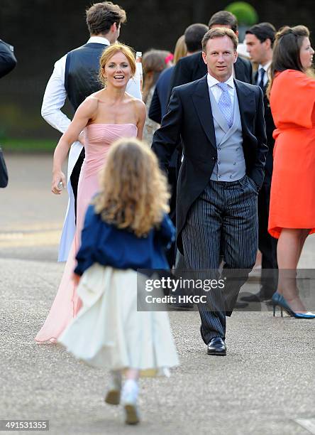 Geri Halliwell, Bluebell Halliwell and Christian Horner attend Poppy Delevingne and James Cook's wedding reception held in Kensington Palace Gardens...