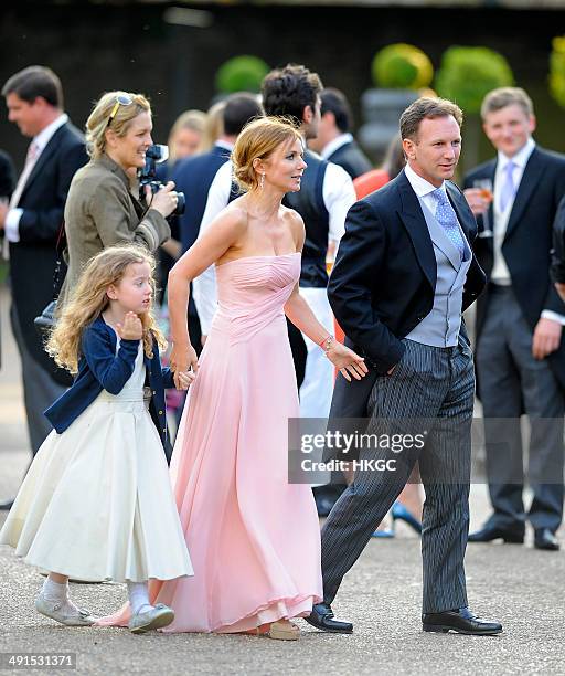 Geri Halliwell, Bluebell Halliwell and Christian Horner attend Poppy Delevingne and James Cook's wedding reception held in Kensington Palace Gardens...