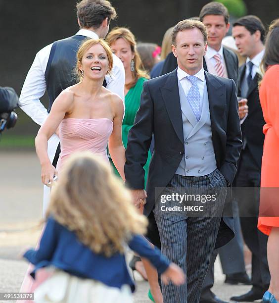 Geri Halliwell, Bluebell Halliwell and Christian Horner attend Poppy Delevingne and James Cook's wedding reception held in Kensington Palace Gardens...