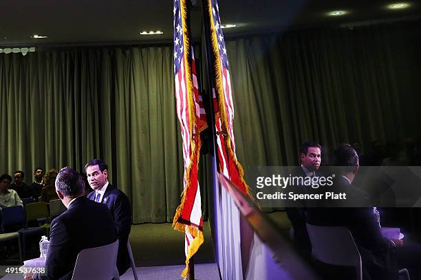 Republican presidential candidate, Sen. Marco Rubio speaks at Civic Hall about the "sharing economy" on October 6, 2015 in New York City. Rubio, who...