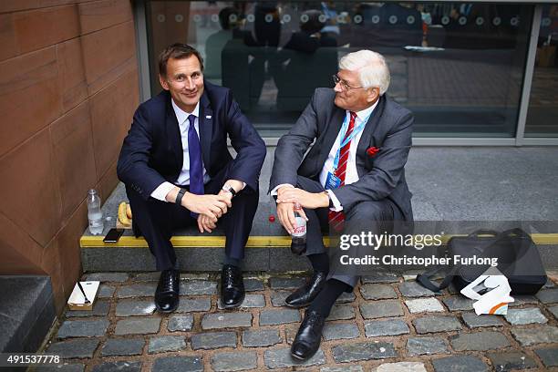 Health Secretary Jeremy Hunt chats to a delegate at lunchtime during the Conservative Party Conference on October 6, 2015 in Manchester, England....