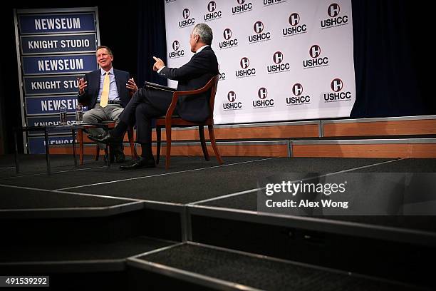 Republican U.S. Presidential hopeful and Ohio Governor John Kasich speaks as he participates in a discussion with Javier Palomarez , president & CEO...