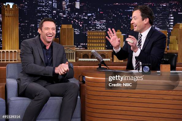 Actor Hugh Jackman during an interview with host Jimmy Fallon on