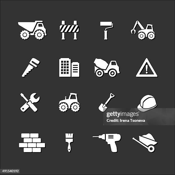 construction icon - construction worker white background stock illustrations