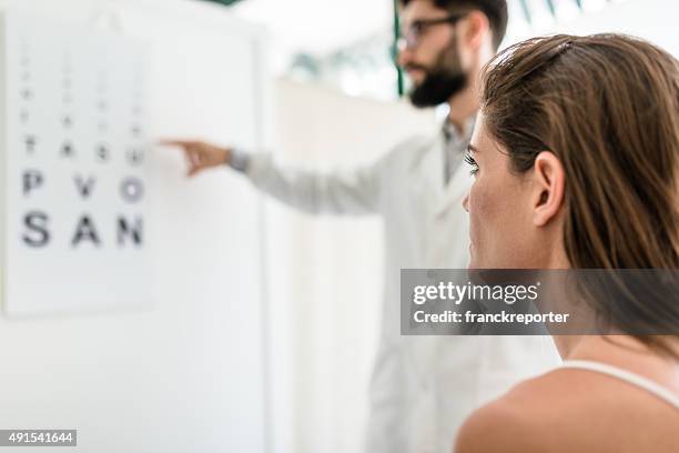 oftalmologista médico com o gráfico de snellen - astigmatismo imagens e fotografias de stock