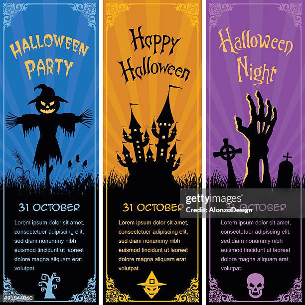 halloween vertical banners - zombie stock illustrations