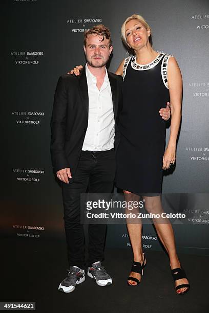 Brady Corbert and Nadja Swarovski attend a party hosted by Swarovski and Viktor & Rolf during the 67th Annual Cannes Film Festival on May 16, 2014 in...
