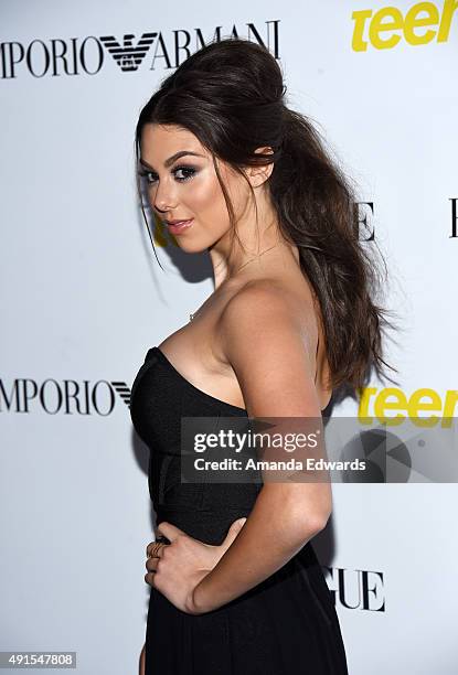 Actress Kira Kosarin arrives at Teen Vogue's 13th Annual Young Hollywood Issue Launch Party on October 2, 2015 in Los Angeles, California.