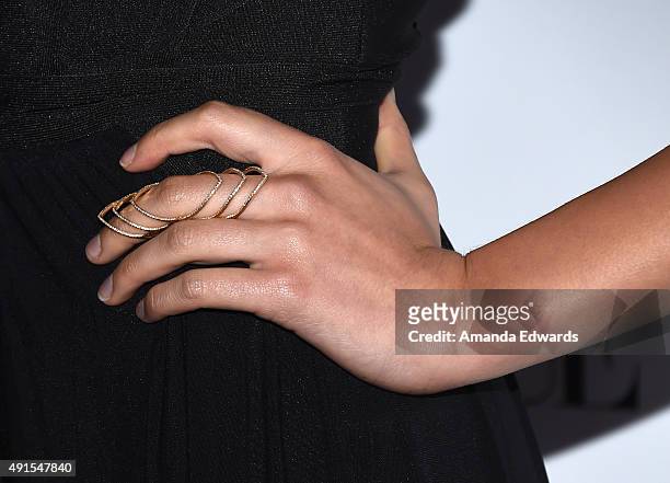 Actress Kira Kosarin, ring detail, arrives at Teen Vogue's 13th Annual Young Hollywood Issue Launch Party on October 2, 2015 in Los Angeles,...