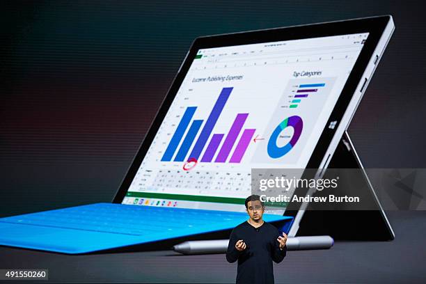 Microsoft Corporate Vice President Panos Panay introduces a new tablet titled the Microsoft Surface Pro 4 at a media event for new Microsoft products...