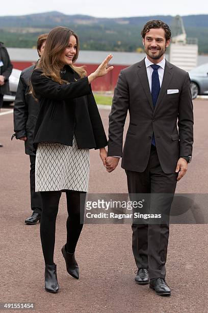 Princess Sofia of Sweden and Prince Carl Philip of Sweden visit the company I-Cell during the second day of their trip to Dalarna on October 6, 2015...