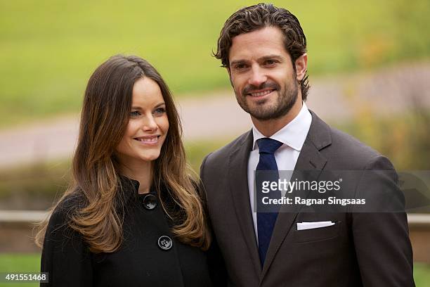 Princess Sofia of Sweden and Prince Carl Philip of Sweden visit the old stone porphyry during the second day of their trip to Dalarna on October 6,...