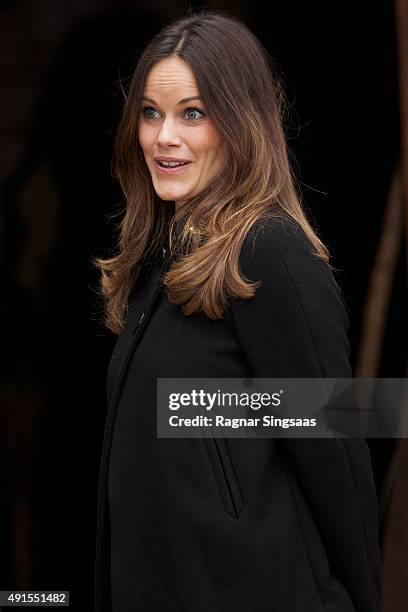 Princess Sofia of Sweden visits the old stone porphyry during the second day of a two day trip to Dalarna on October 6, 2015 in Alvdalen, Sweden.