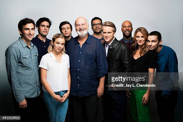 The cast of the film Being Charlie from left, screenwriters Matt Elisofon and Nick Reiner, Morgan Saylor, Nick Robinson, director Rob Reiner, Ricardo...