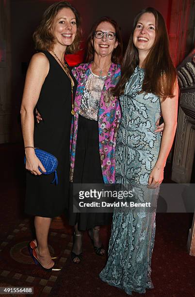 Holly Gilliam, Maggie Weston and Amy Gilliam attend a cocktail reception at the BFI Luminous Fundraising Gala in partnership with IWC and crystals by...