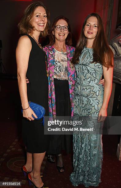 Holly Gilliam, Maggie Weston and Amy Gilliam attend a cocktail reception at the BFI Luminous Fundraising Gala in partnership with IWC and crystals by...