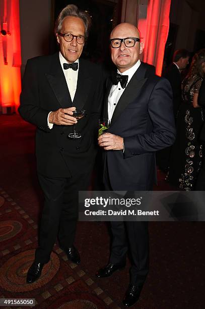 Lord Charles March and IWC CEO Georges Kern attend a cocktail reception at the BFI Luminous Fundraising Gala in partnership with IWC and crystals by...