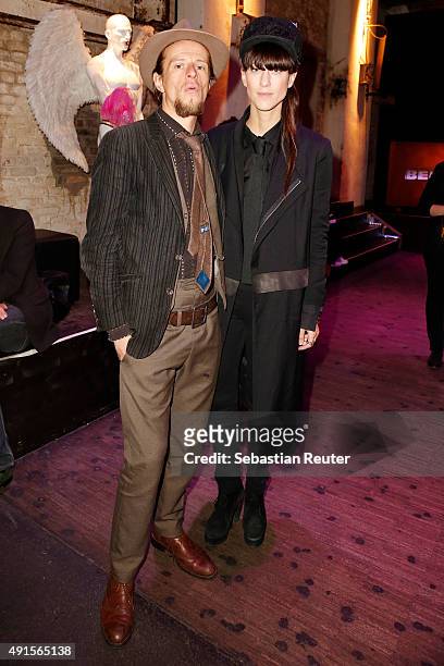 Alexander Scheer and Esther Perbandt attend Bob Geldof VIP reception & concert in Berlin on October 6, 2015 in Berlin, Germany.