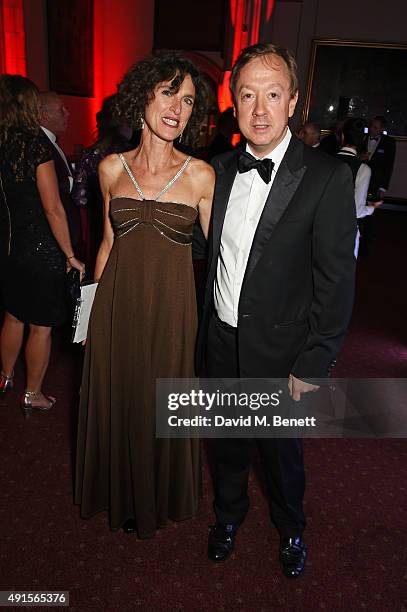 Francesca Vinti and Geordie Greig attend a cocktail reception at the BFI Luminous Fundraising Gala in partnership with IWC and crystals by Swarovski...