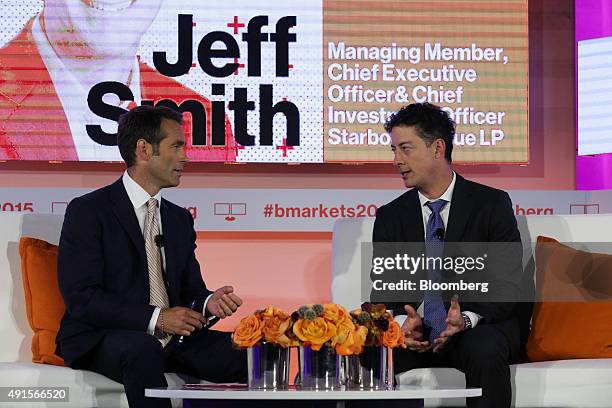 Jeff Smith, chief executive officer and chief investment officer of Starboard Value LP, right, speaks at the Bloomberg Markets Most Influential...