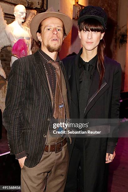 Alexander Scheer and Esther Perbandt attend Bob Geldof VIP reception and concert in Berlin on October 6, 2015 in Berlin, Germany.