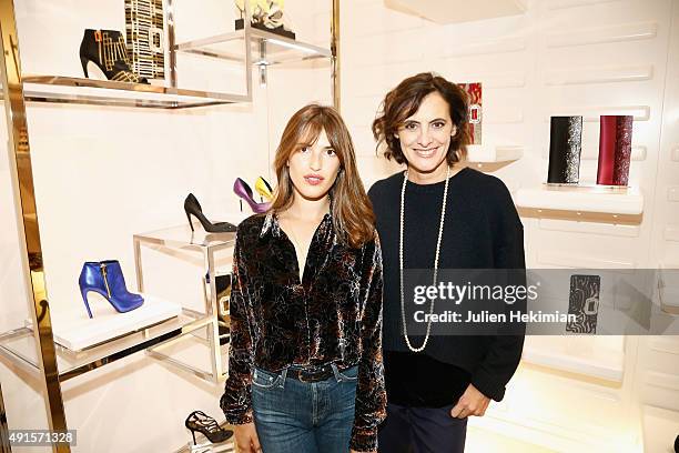 Ines de la Fressange and Jeanne Damas attend the Roger Vivier Autumn - Winter 2015/2016 Collection Celebration on October 6, 2015 in Paris, France.