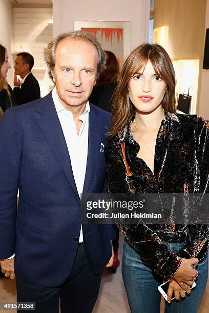 Jeanne Damas and Andrea Della Valle attend the Roger Vivier Autumn - Winter 2015/2016 Collection Celebration on October 6, 2015 in Paris, France.