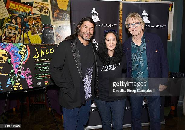 Robert Trujillo, Catrina Guttery and Jon Hornyak attend a screening and Q&A for the documentary "Jaco" at Malco's Studio on the Square on October 5,...