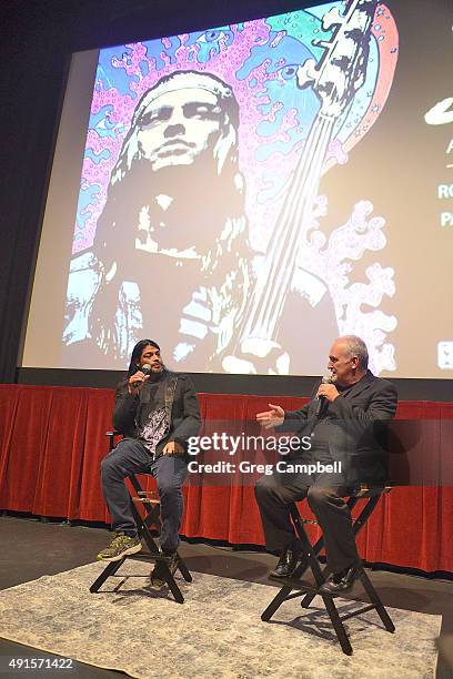 Robert Trujillo and Sam Shoup attend a screening and Q&A for the documentary "Jaco" at Malco's Studio on the Square on October 5, 2015 in Memphis,...