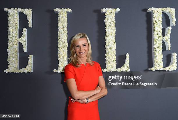 Laurence Ferrari attends a cocktail party hosted by the U.S. Ambassador to France and Monaco to celebrate ELLE U.S.'s 30th Anniversary & ELLE...