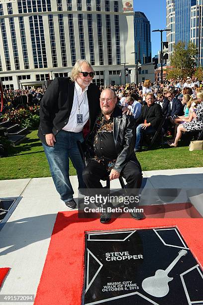Joe Chambers and Steve Cropper at Steve's Star at Nashville Music City Walk of Fame on October 6, 2015 in Nashville, Tennessee.
