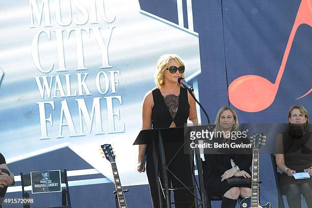 Miranda Lambert speaks onstage at Nashville Music City Walk of Fame on October 6, 2015 in Nashville, Tennessee.