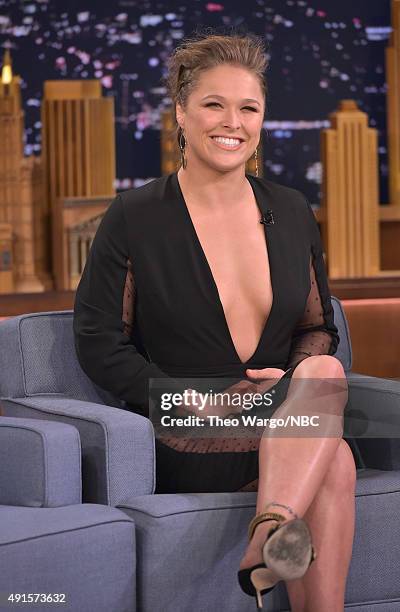 Ronda Rousey Visits "The Tonight Show Starring Jimmy Fallon" at Rockefeller Center on October 6, 2015 in New York City.