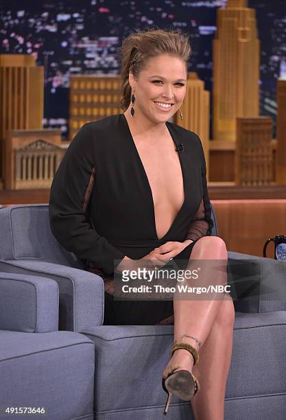 Ronda Rousey Visits "The Tonight Show Starring Jimmy Fallon" at Rockefeller Center on October 6, 2015 in New York City.