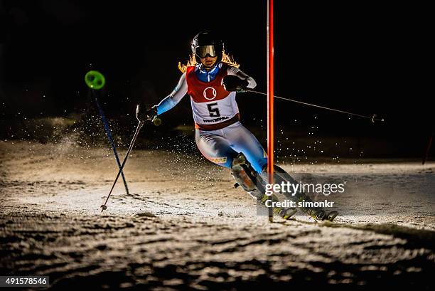 ski world cup - professional skiers stock pictures, royalty-free photos & images