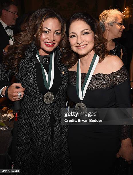 Orianne Collins and singer Gloria Estefan attend the 30th Annual Great Sports Legends Dinner to benefit The Buoniconti Fund to Cure Paralysis at The...