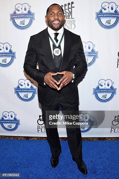 Former NFL player Ray Lewis attends the 30th Annual Great Sports Legends Dinner to benefit The Buoniconti Fund to Cure Paralysis at The Waldorf...