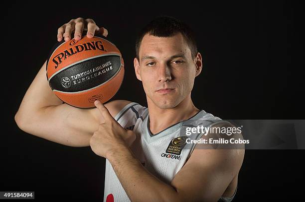 Jonas Maciulis of Real Madrid poses during the 2015/2016 Turkish Airlines Euroleague Basketball Media Day at Polideportivo Valle de Las Casas on...