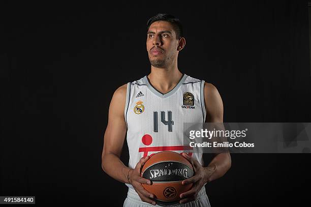 Gustavo Ayon of Real Madrid poses during the 2015/2016 Turkish Airlines Euroleague Basketball Media Day at Polideportivo Valle de Las Casas on...