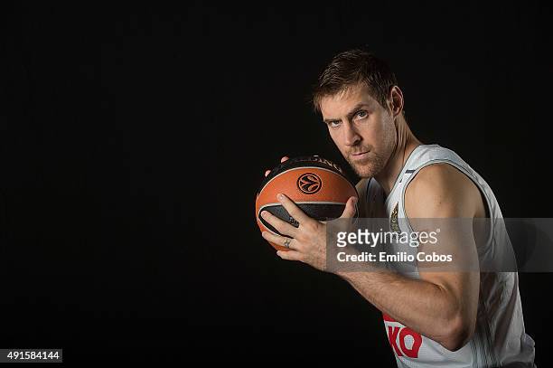 Andres Nocioni of Real Madrid poses during the 2015/2016 Turkish Airlines Euroleague Basketball Media Day at Polideportivo Valle de Las Casas on...