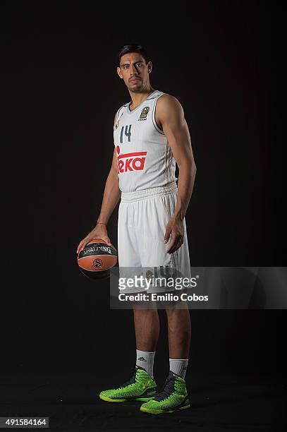 Gustavo Ayon of Real Madrid poses during the 2015/2016 Turkish Airlines Euroleague Basketball Media Day at Polideportivo Valle de Las Casas on...
