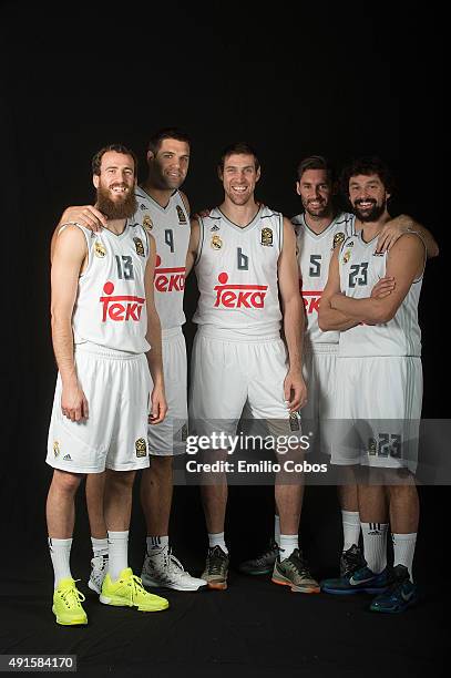 Sergio Rodriguez of Real Madrid; Felipe Reyes; Andres Nocioni; Rudy Fernandez and Sergio Llull during the 2015/2016 Turkish Airlines Euroleague...