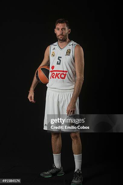 Rudy Fernandez of Real Madrid poses during the 2015/2016 Turkish Airlines Euroleague Basketball Media Day at Polideportivo Valle de Las Casas on...