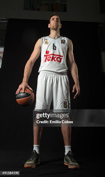 Andres Nocioni of Real Madrid poses during the 2015/2016 Turkish Airlines Euroleague Basketball Media Day at Polideportivo Valle de Las Casas on...