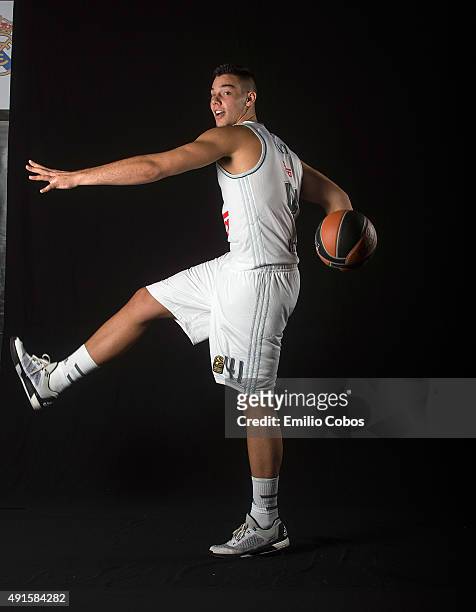 Guillermo Hernangomez of Real Madrid poses during the 2015/2016 Turkish Airlines Euroleague Basketball Media Day at Polideportivo Valle de Las Casas...