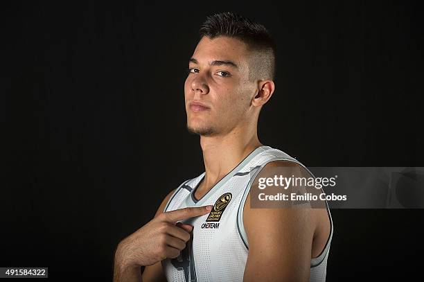 Guillermo Hernangomez of Real Madrid poses during the 2015/2016 Turkish Airlines Euroleague Basketball Media Day at Polideportivo Valle de Las Casas...