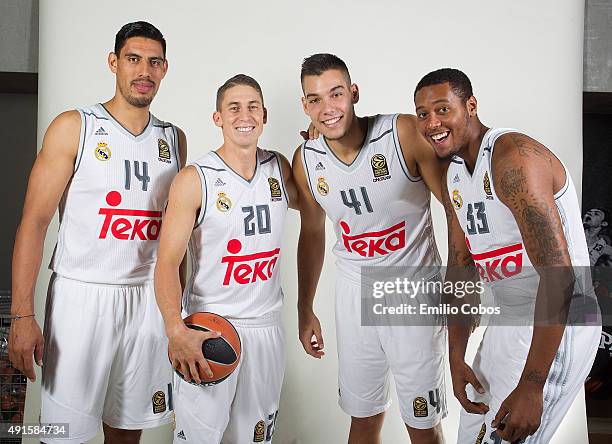 Gustavo Ayon, Jaycee Carroll, Guillermo Hernangomez and Trey Thompinks of Real Madrid pose during the 2015/2016 Turkish Airlines Euroleague...