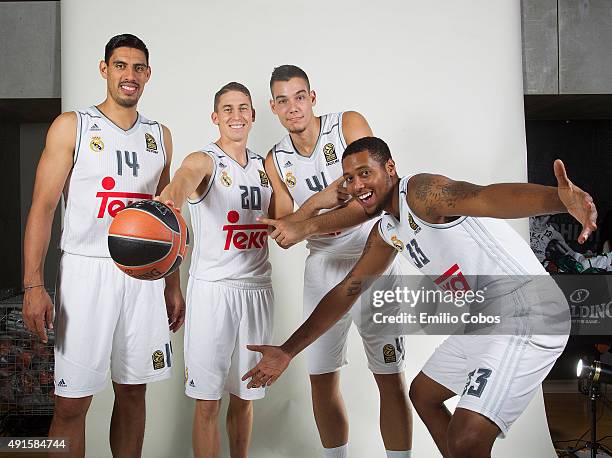 Gustavo Ayon, Jaycee Carroll, Guillermo Hernangomez and Trey Thompinks of Real Madrid pose during the 2015/2016 Turkish Airlines Euroleague...