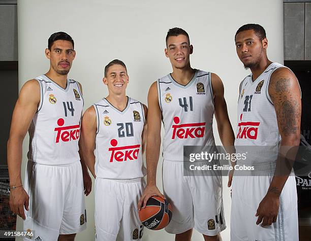 Gustavo Ayon, Jaycee Carroll, Guillermo Hernangomez and Trey Thompinks of Real Madrid pose during the 2015/2016 Turkish Airlines Euroleague...