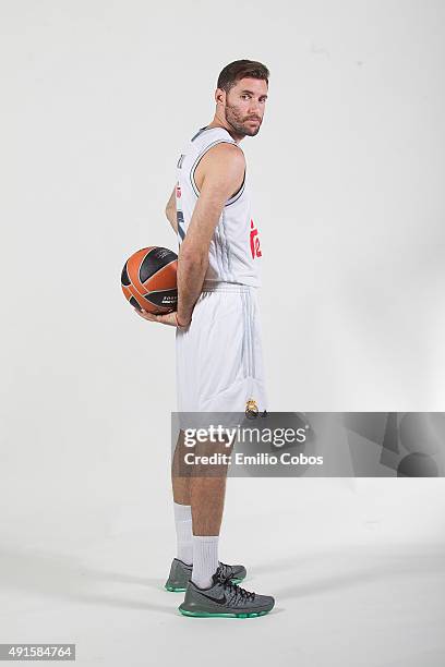 Rudy Fernandez of Real Madrid poses during the 2015/2016 Turkish Airlines Euroleague Basketball Media Day at Polideportivo Valle de Las Casas on...